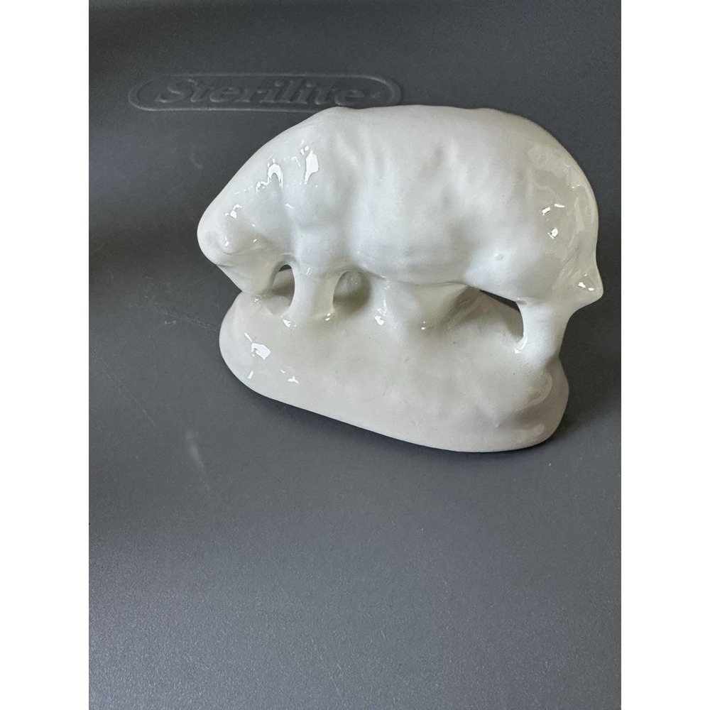 Nativity Sheep‎ White Glossy Ceramic Christmas Figurine Vtg